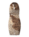 Stylish Leopard Print Halter Dress for Women