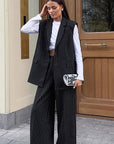 Autumn Women's Striped Sleeveless Suit Set