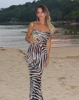 Summer Zebra Print Backless Bodycon Dress