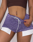 High-Waisted Striped Drawstring Shorts for Women