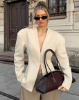 Chic Casual V-Neck Long Sleeve Blazer for Women