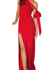 Elegant Asymmetrical Neck Long Dress for Parties