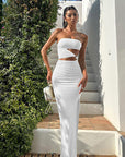 Chic Yellow Strapless Hollow Out Maxi Dress
