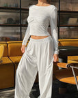 Women's Casual Knit Set with Round Neck