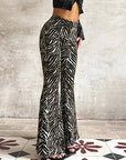 High Waist Leopard Print Flared Pants