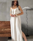 Casual Khaki Linen Dress with Ruffle Hem