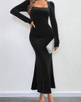 Sexy Velvet Bodycon Dress with U-Neck
