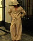 French Style Casual Cotton Cardigan Set