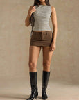 Stylish Striped Slim Fit Sleeveless Top for Women