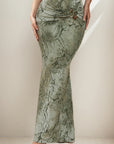 Vintage Floral Print Bodycon Maxi Skirt