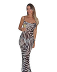 Summer Zebra Print Backless Bodycon Dress