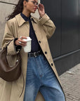 New Women's Khaki Long Trench Coat