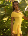 Off Shoulder Bodycon Dress with Ribbons