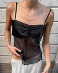 Summer Sheer Black Mesh Camisole Top