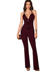 Deep V Neck Halter Jumpsuit for Women