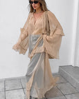 Khaki Ruffle Sleeve Maxi Dress for Spring and Summer