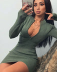 Fashionable Women's Long Sleeve Mini Dress
