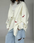Korean Style Embroidered Dog Sweater Cardigan