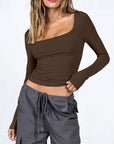 Women's Slim Fit Long Sleeve U-Neck Top