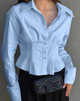 Elegant Pleated Waist Blouse for Women