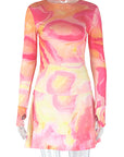 Stylish High Neck Printed Two-Piece Dress Set