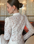 Spring French Vintage Slim Fit Puff Sleeve Lace Top