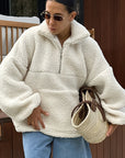 Cozy Fleece Polo Sweatshirt for Fall