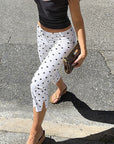 Elegant Polka Dot Print High Waist Cropped Pants