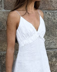 Elegant White Deep V-Neck Dress for Women