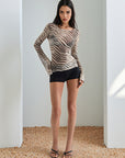 Zebra Print Long Sleeve Top for Women