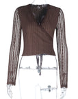 Sexy Lace Tie Long Sleeve Top