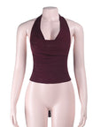 Chic Burgundy Tie-Front Crop Top