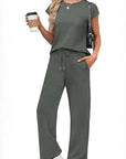 Casual Loose Fit Pocket T-Shirt and Pants Set
