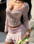 Sexy Lace Long Sleeve Top for Casual Wear