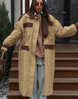 British Style Retro Color Block Lapel Jacket for Women