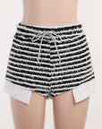 High-Waisted Striped Drawstring Shorts for Women