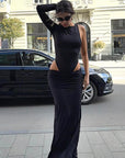 Chic Street Style Long Sleeve Split Skirt Set