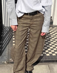 British Style Plaid High Waist Trousers for Women