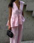 Pink Sweet Two-Piece Set for Women
