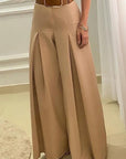 French Vintage High Waist Pleated Wide Leg Pants
