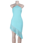 Summer Asymmetrical Ruffle Hem Dress