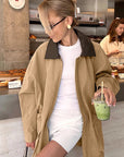 Retro Khaki Lapel Trench Coat for Women