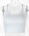 Summer Crop Top Women Sleeveless U-Neck