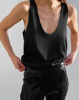 Casual Satin Deep V Neck Tank Top for Women