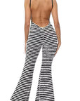 Summer Sexy Backless Striped Jumpsuit