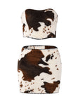 New Color Block Sexy Crop Dress Set