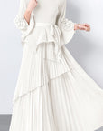 European Style Tie Waist Flare Sleeve Top Set