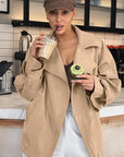 Vintage-Inspired Loose Fit Cardigan with Large Lapel