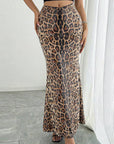 Leopard Print Sequin Layered Skirt for Women