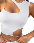 Summer Women's Crop Top with Metal Chain